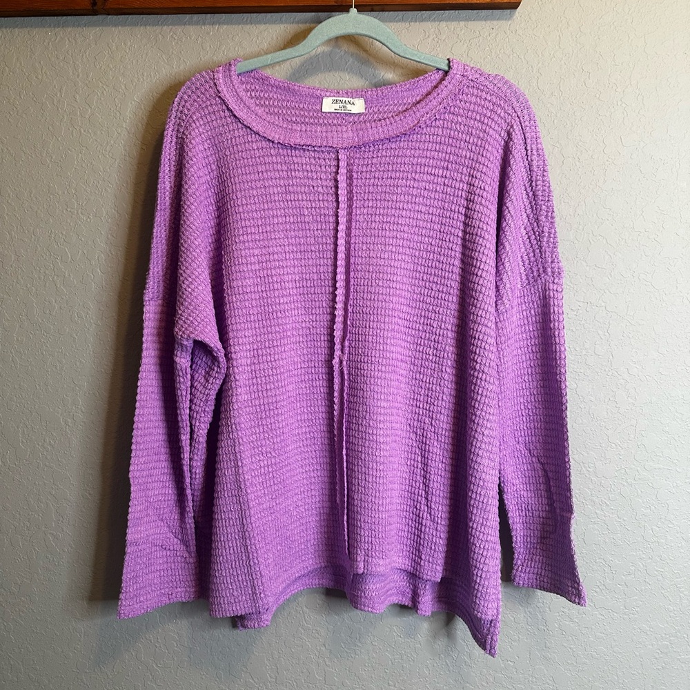 Zenana Outfitters Lavender Waffle Knit Top. NWT. Various sizes.